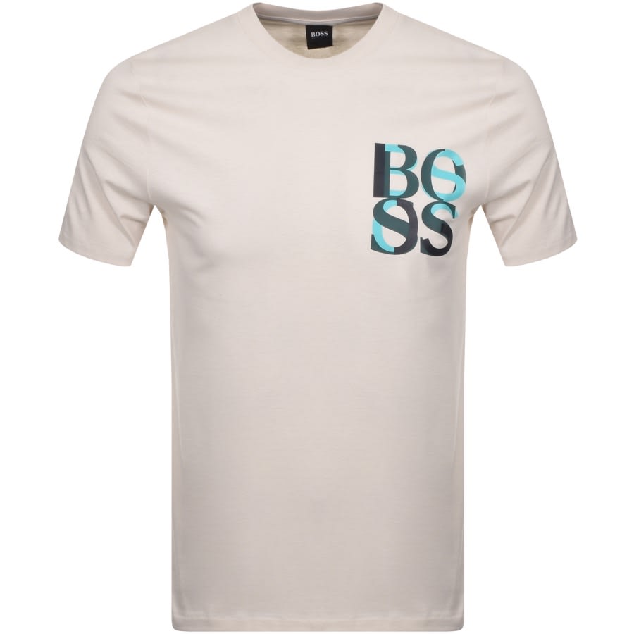 Alternative Image for ProductBOSS Crew Neck Tiburt Logo T Shirt Cream1
